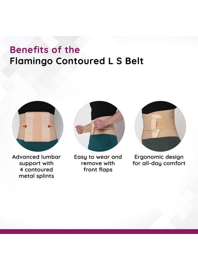 Flamingo Contoured Lumbar Sacro Belt for Lower Back Support, Pain Relief, and Posture Correction | For Men & Women | Size - Medium | Pack of 1| Black - Image 5