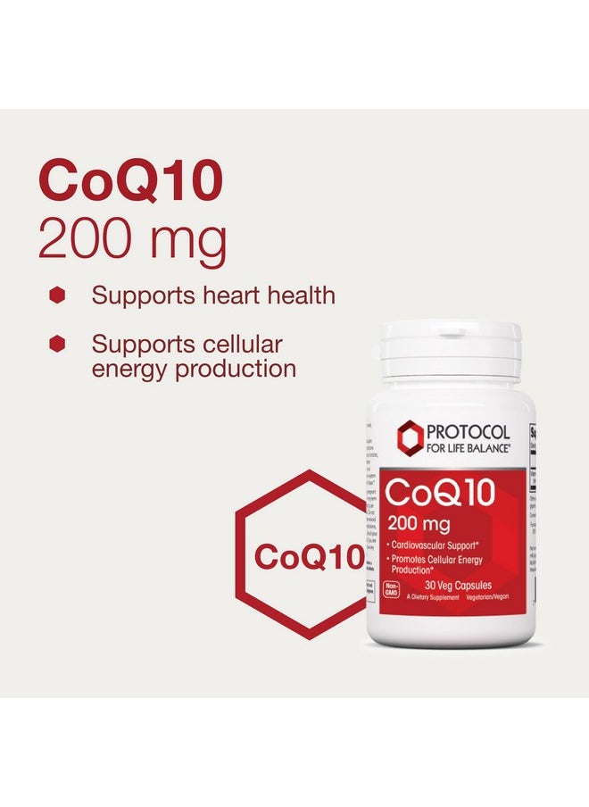 Protocol For Life Balance - Protocol CoQ10 200 mg - for Heart Health - Heart Supplements for Men & Women - Vegan & Non-GMO - 30 Veg Capsules - Image 1