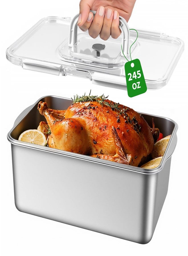 Freshmage 7000 ML / 245 oz /30 Cup Extra Large 304 Stainless Steel Food Storage Container with Lid & Handle - Oven Safe, BPA-Free Meal Prep for Roasting Chicken, Large Cuts of Meat, Bread & Fruits - Image 1