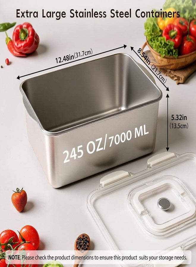 Freshmage 7000 ML / 245 oz /30 Cup Extra Large 304 Stainless Steel Food Storage Container with Lid & Handle - Oven Safe, BPA-Free Meal Prep for Roasting Chicken, Large Cuts of Meat, Bread & Fruits - Image 2