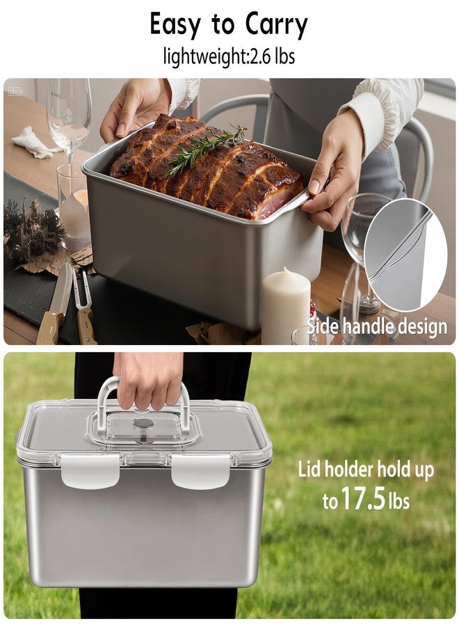 Freshmage 7000 ML / 245 oz /30 Cup Extra Large 304 Stainless Steel Food Storage Container with Lid & Handle - Oven Safe, BPA-Free Meal Prep for Roasting Chicken, Large Cuts of Meat, Bread & Fruits - Image 3