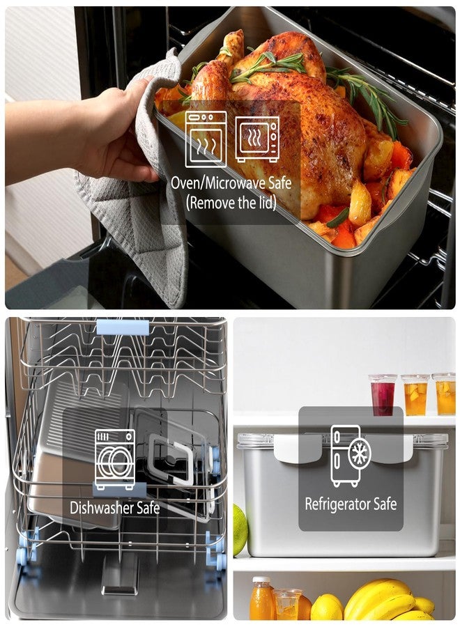 Freshmage 7000 ML / 245 oz /30 Cup Extra Large 304 Stainless Steel Food Storage Container with Lid & Handle - Oven Safe, BPA-Free Meal Prep for Roasting Chicken, Large Cuts of Meat, Bread & Fruits - Image 4