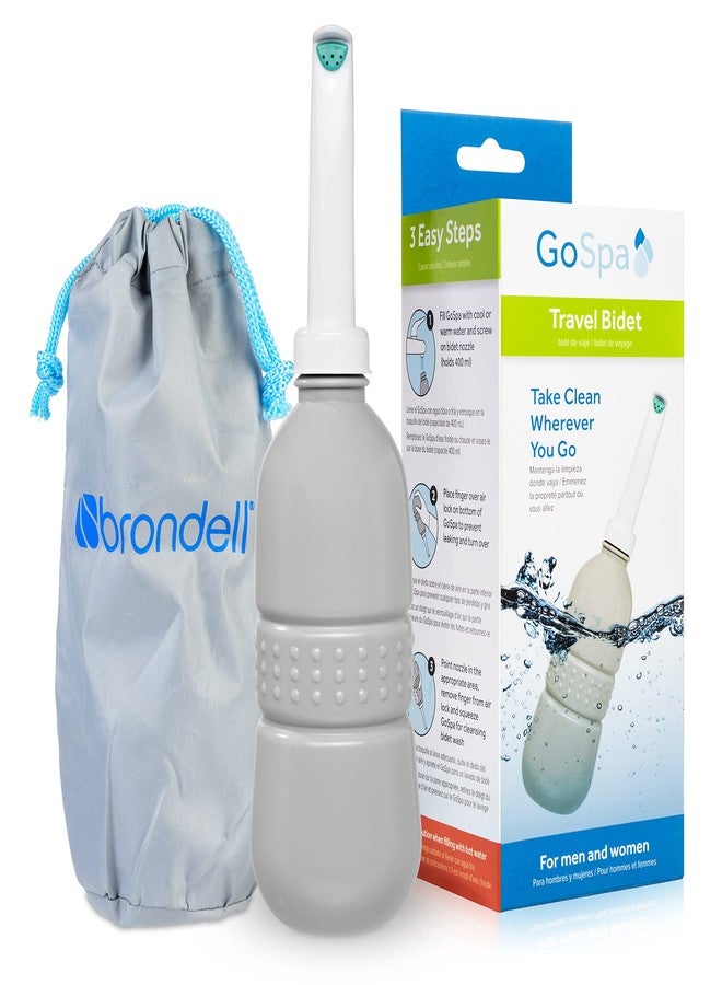Brondell GoSpa Essential Portable Bidet for Everyday Use, Camping, Hiking, and Outdoor Activities, Compact and Discreet, Includes Travel Bag, 400ml, Fog - Image 1