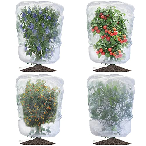 Evoio Bird Netting for Garden Blueberry Bushes Fruit Tree Netting Cover Plant Protection Mesh Bags with Drawstring, 4 Pack 4.6 x 5.9 ft Shrubs Bush Tomato Strawberry Berry Barrier Protectors Net - Image 1