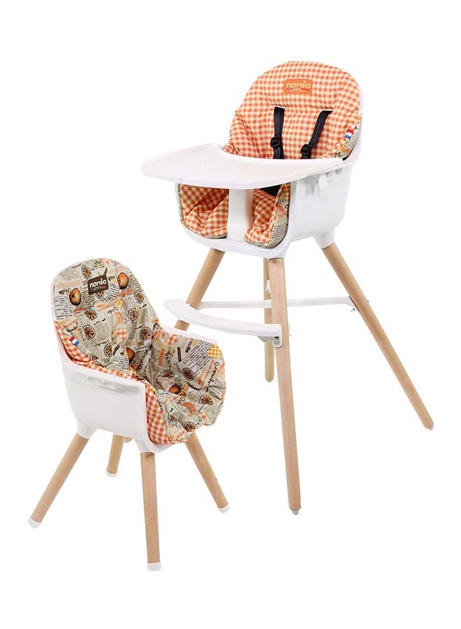 Nania 2 In 1 Paulette Highchair With  Reversible Cushion - Orange - Image 1