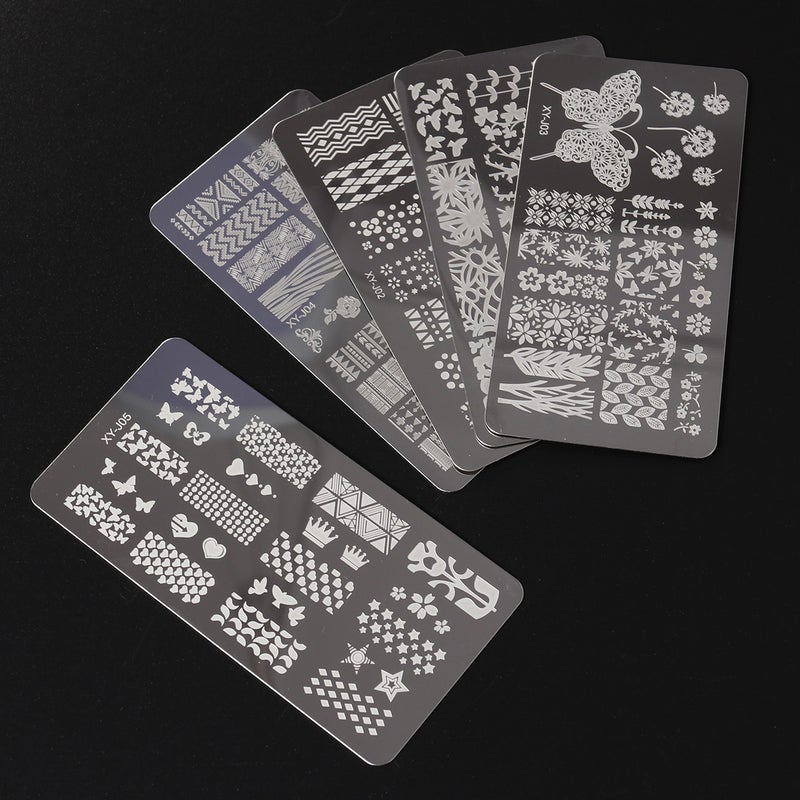 5pcs Nail Stamping Plates Template Nail Art DIY Printing Stamping Stencils Sets - Image 2