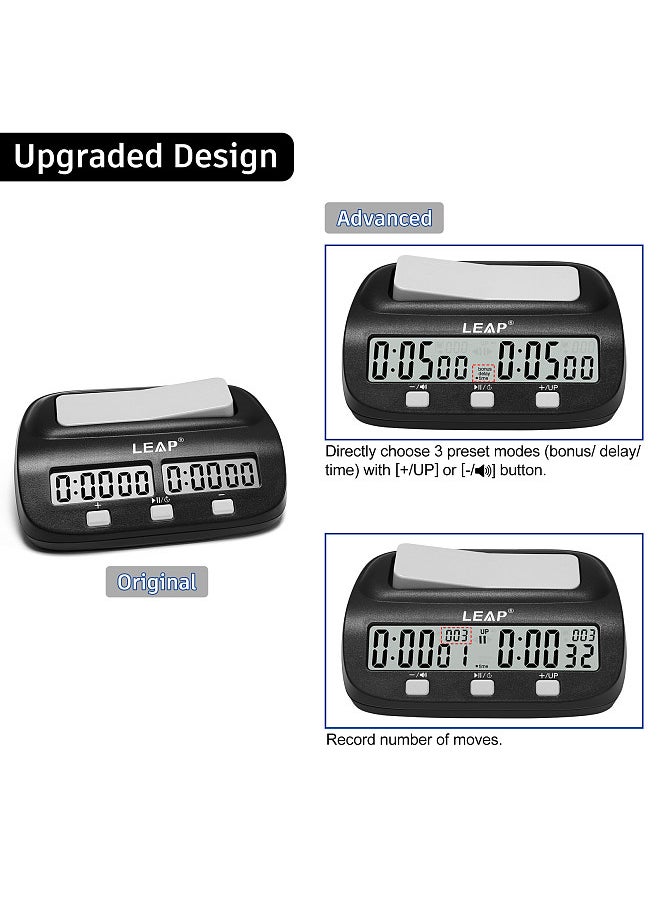 LEAP Chess Clock Digital Chess Timer Professional Chess Clock Timer with Time Bonus and Delay Features  - Image 4