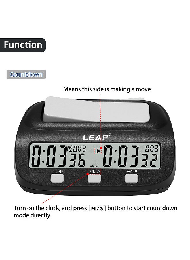 LEAP Chess Clock Digital Chess Timer Professional Chess Clock Timer with Time Bonus and Delay Features  - Image 5