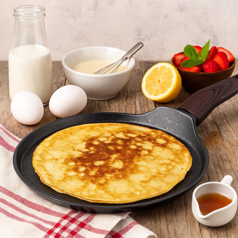 Supplier 24cm Nonstick Crepe Pan | Granite-Coated Aluminum Skillet | PFOA & PTFE Free, Lightweight Pancake Griddle with Ergonomic Wooden Handle | Perfect for Waffles, Tortillas & Flatbreads - Image 4