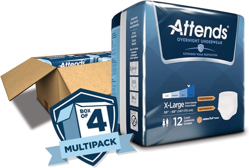 Attends Overnight Underwear for Adult Incontinence Care with ConfidenceCuff Protection Overnight Absorbency Unisex XLarge 48 Count - Image 4
