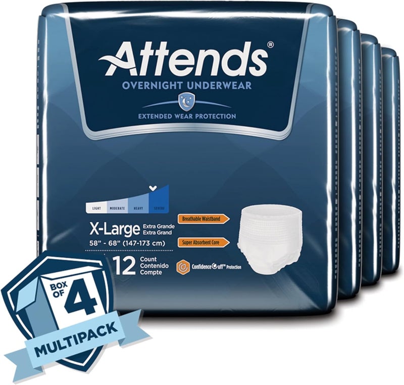 Attends Overnight Underwear for Adult Incontinence Care with ConfidenceCuff Protection Overnight Absorbency Unisex XLarge 48 Count - Image 5