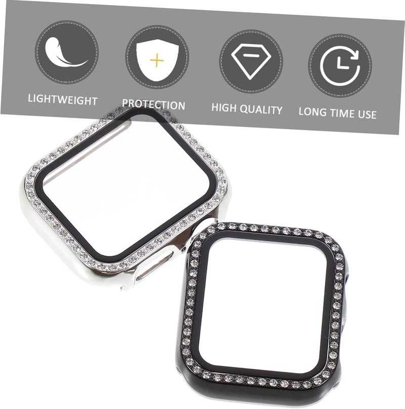 POPETPOP Diamond Watch Cover for Series 23 2 Pcs Protective Smartwatch Case Anti-Falling PC Case Tempered Film Stylish Design - Image 4