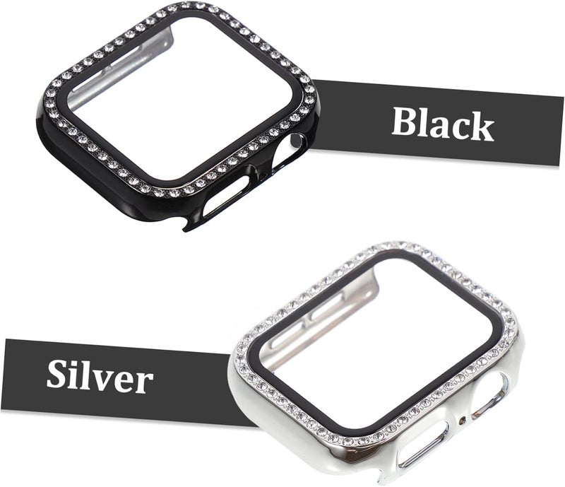 POPETPOP Diamond Watch Cover for Series 23 2 Pcs Protective Smartwatch Case Anti-Falling PC Case Tempered Film Stylish Design - Image 5