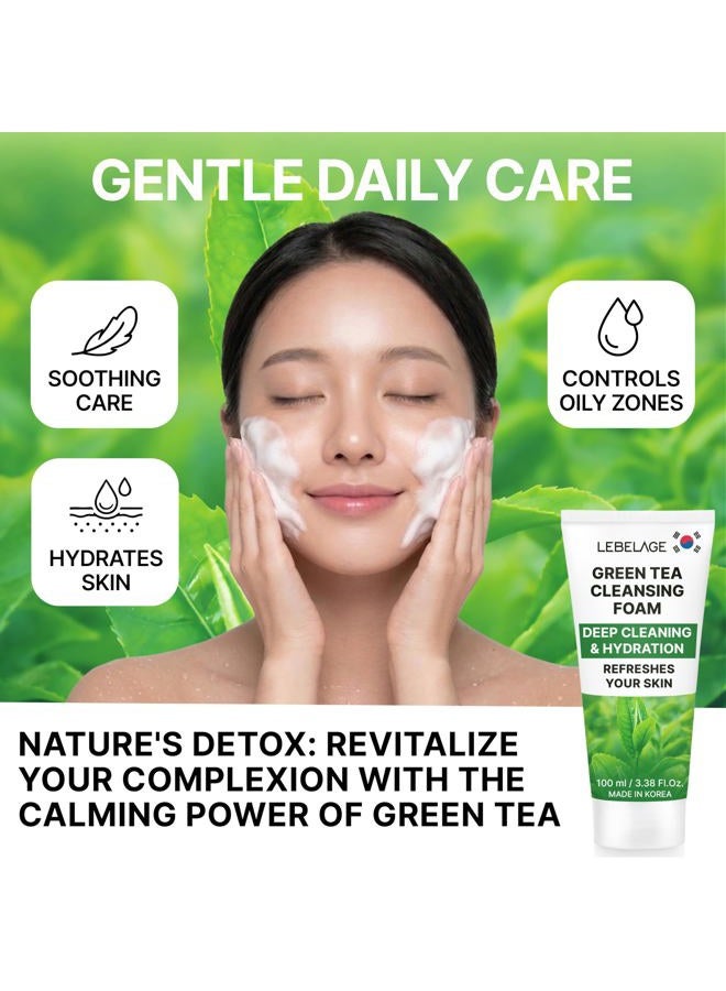 Lebelage Korean product GREEN TEA CLEANSING FOAM 100 ml - Image 4
