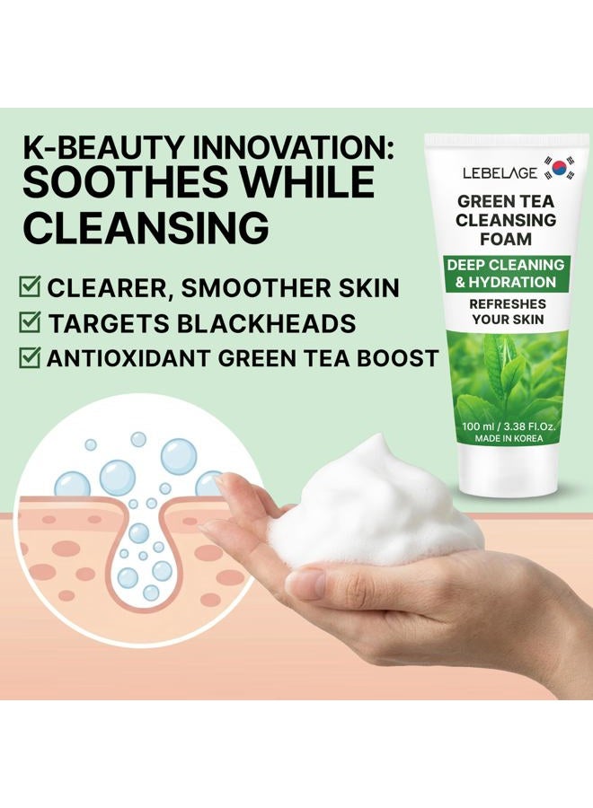 Lebelage Korean product GREEN TEA CLEANSING FOAM 100 ml - Image 3