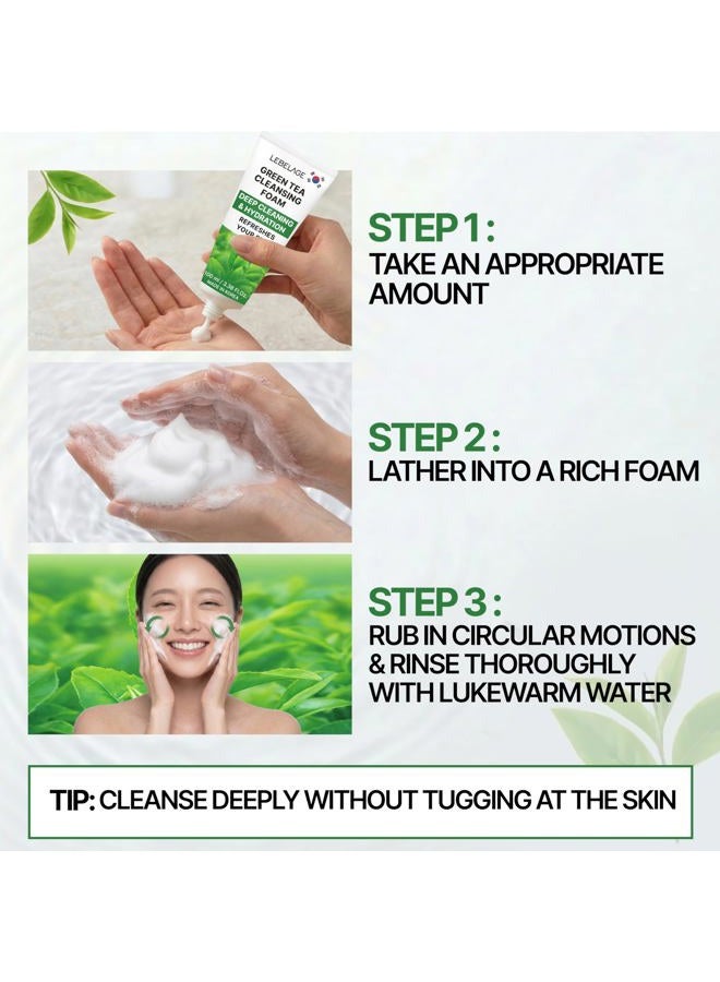 Lebelage Korean product GREEN TEA CLEANSING FOAM 100 ml - Image 5