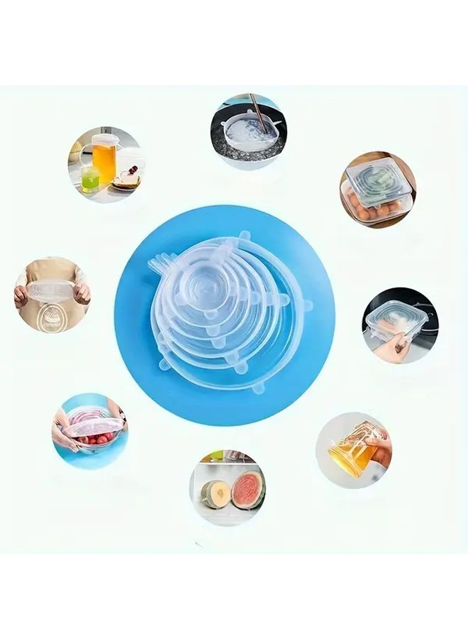 White Silicone Stretch Lids Set Of 6 Non Stick Reusable Food Storage Covers For Bowls - Image 4