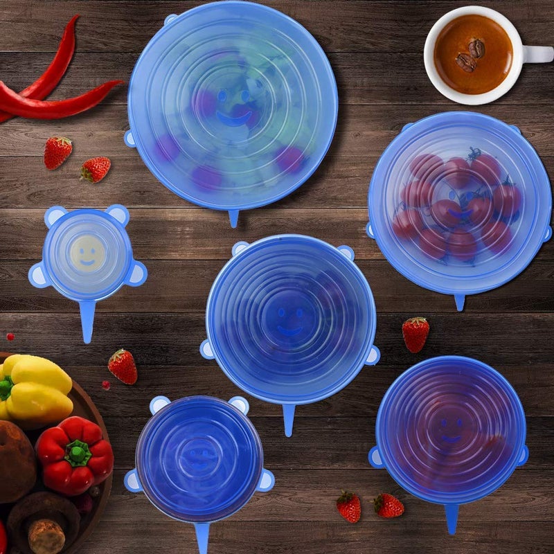 EAYIRA Silicone Stretch Lids, Stretch and seal lids BPA-Free, 6-Pack Food Cover Lids for Dishes, Jars, Bowls, Pot, Food cans and Fruits, Dishwasher Safe (Color May Vary) - Image 3