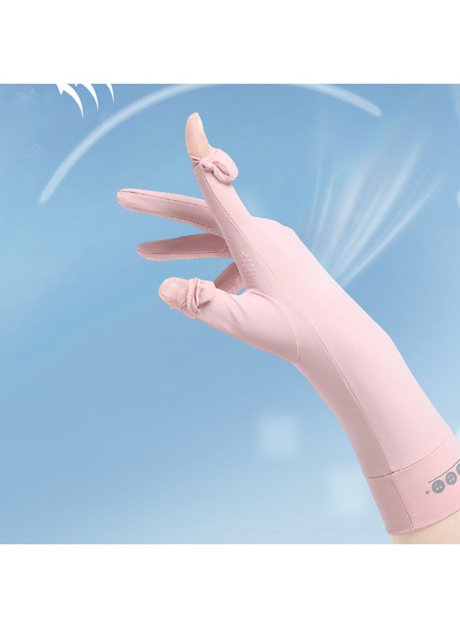 Thin Full Finger Uv Protection Gloves Driving Gloves Breathable Touchscreen Ice Silk UV Summer Gloves for Women - Image 3