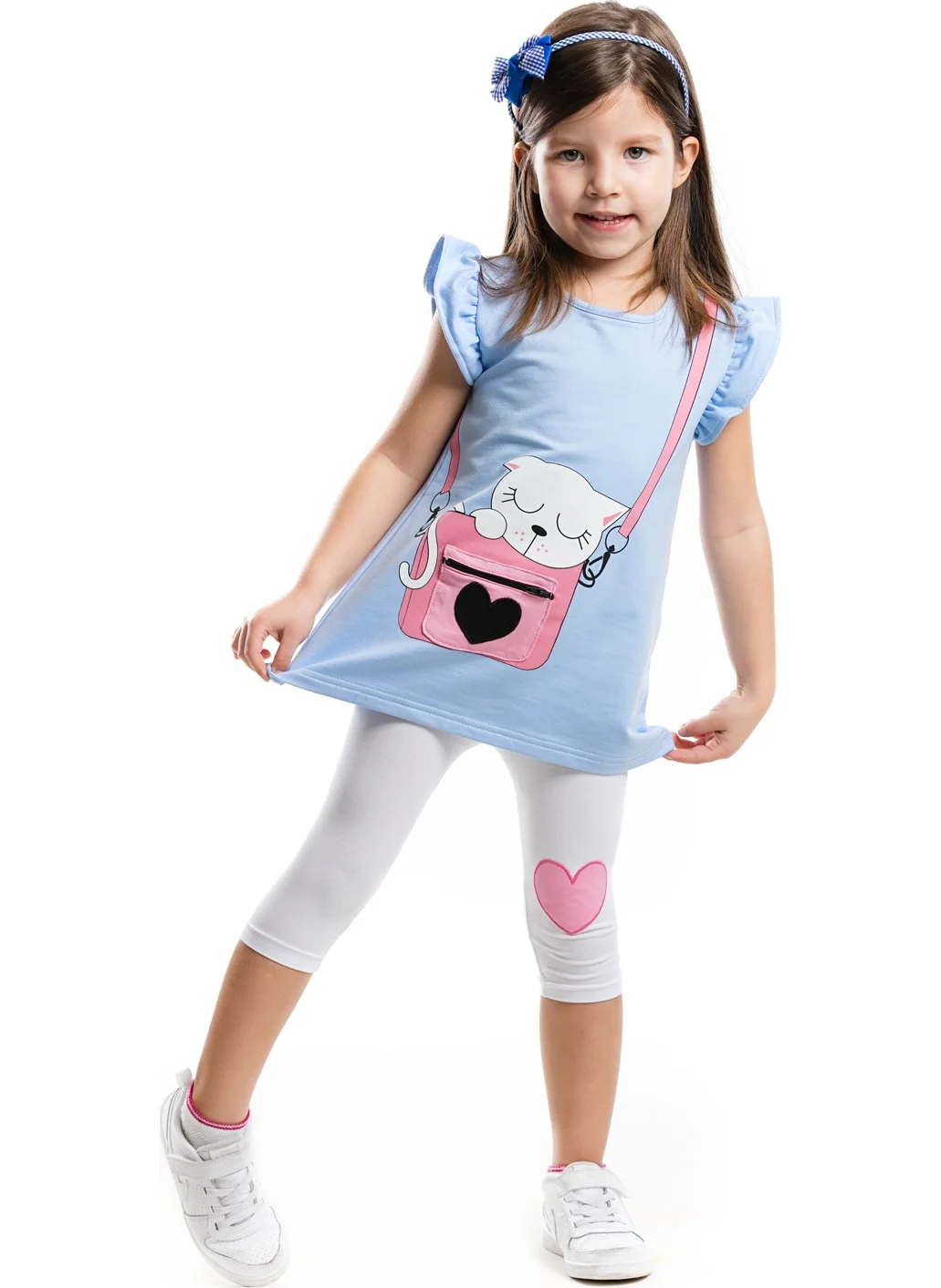 Denokids Bag In Pisi Girl Tunic Leggings Set