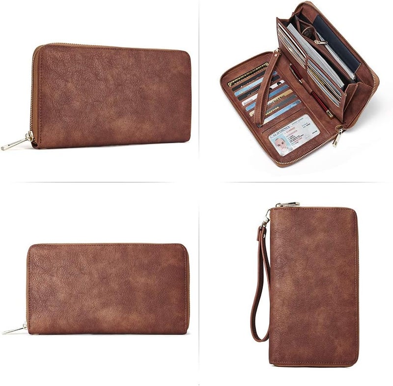 CLUCI Women Wallet Large PU Leather Wristlet Purse for Women RFID Blocking Zip Around Card Holder Ladies Travel Clutch - Image 5