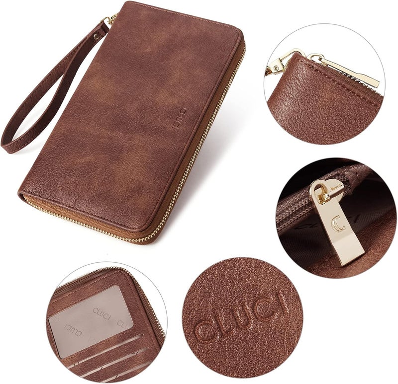 CLUCI Women Wallet Large PU Leather Wristlet Purse for Women RFID Blocking Zip Around Card Holder Ladies Travel Clutch - Image 4
