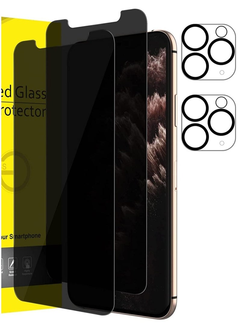 vesus (2 Pack) for iPhone 13 Pro Max Privacy Tempered Glass Screen Protector Anti-Scratch with Back Camera glass Alignment Frame Bubble Free Scratch Resistant - Image 1