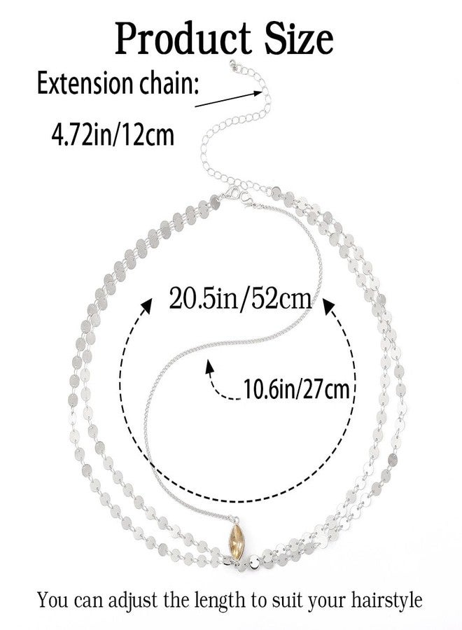 Yean Head Chain Bohemian Hair Jewelry Headpiece Forehead Band Festival Headband Accessories for Women and Girls (Silver) - Image 2