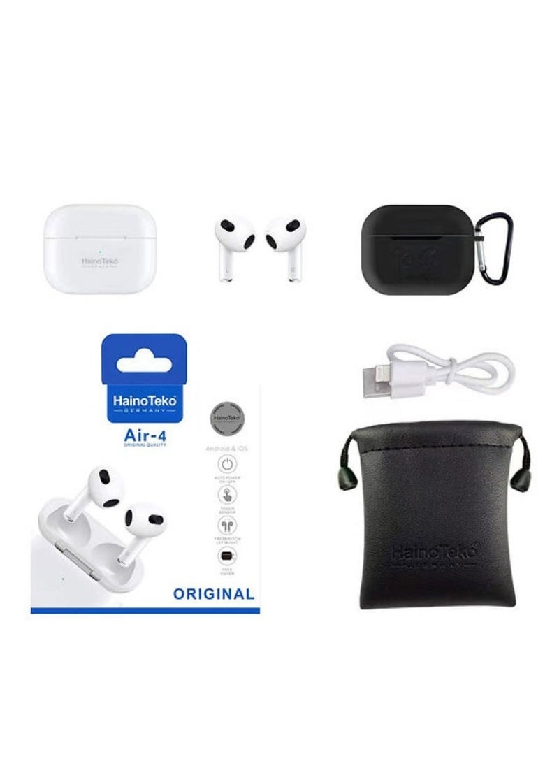 HainoTeko Air 4 Wireless Bluetooth Earphones with Deep Bass Sound, Smart Touch Control, Noise Isolation, Long Battery Life, Fast Bluetooth Pairing, Lightweight In-Ear Design – Compatible with All Smartphones, Tablets, and Bluetooth-Enabled Devices  - Image 4