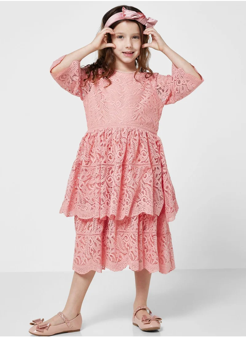 Amelia Rose Kids Lace Midi Dress