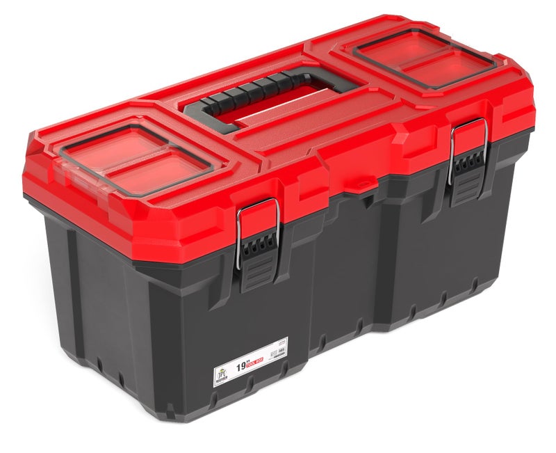 JPT 19 Inch Ultra Heavy Duty Plastic Tool Box | Large Empty Tool Storage Box with Metal Lock, Removable Tray & Padlock Slot | Mechanic & Workshop Organizer - Image 1