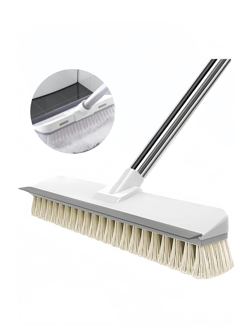 Lee Yon Cleaning Brush with Long Handle, 2 in 1 Floor Scrub Brush Stiff Bristle Brush Scrubber with Squeegee, Shower Scrubber Kit with 110cm Extendable Handle for Bathroom, Kitchen, Deck, Tub and Tile  - Image 1