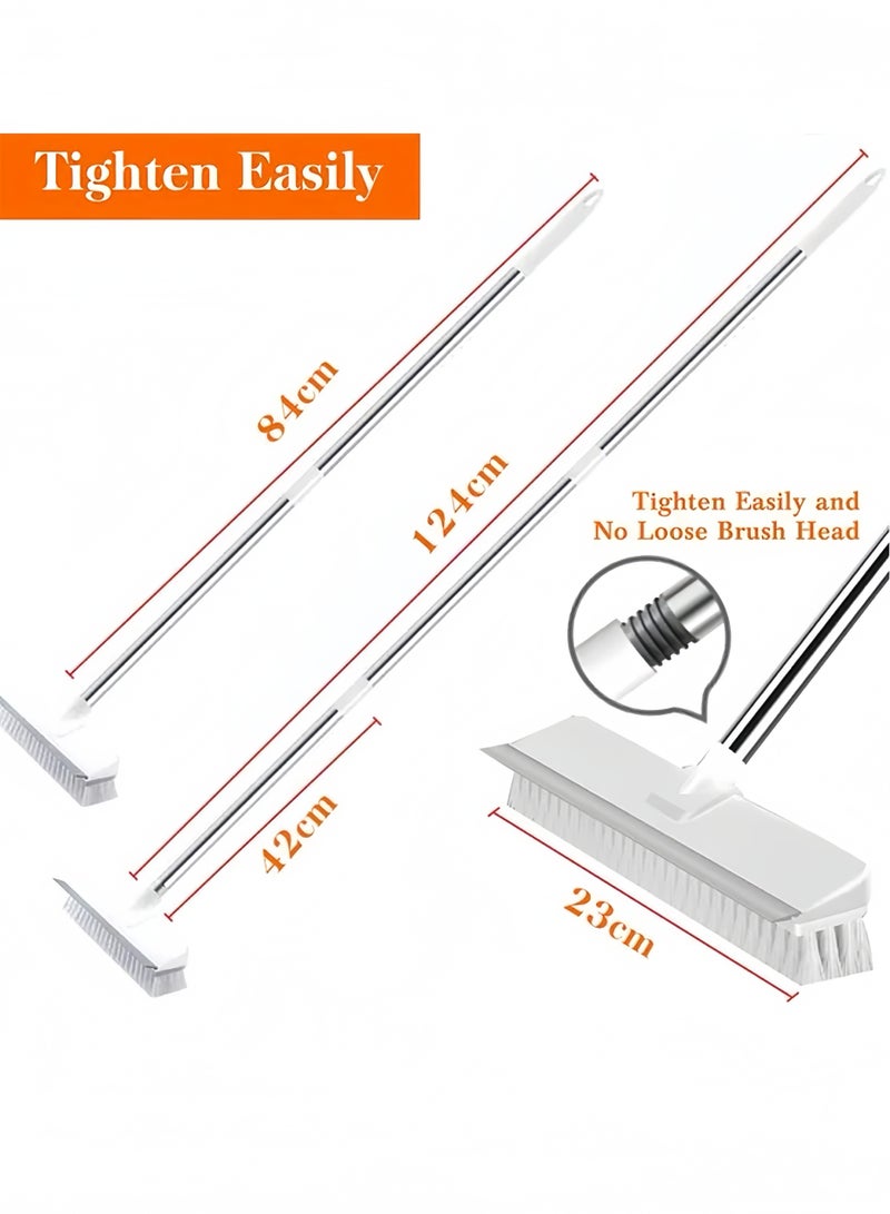 Lee Yon Cleaning Brush with Long Handle, 2 in 1 Floor Scrub Brush Stiff Bristle Brush Scrubber with Squeegee, Shower Scrubber Kit with 110cm Extendable Handle for Bathroom, Kitchen, Deck, Tub and Tile  - Image 2