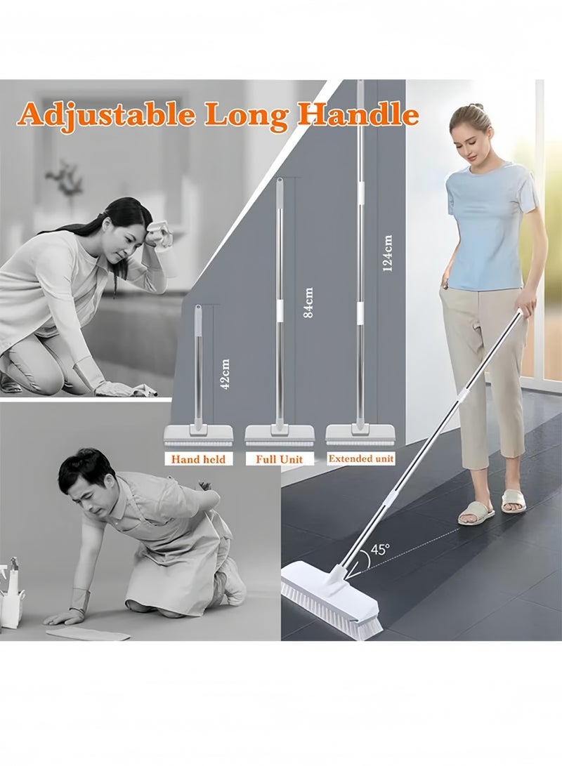 Lee Yon Cleaning Brush with Long Handle, 2 in 1 Floor Scrub Brush Stiff Bristle Brush Scrubber with Squeegee, Shower Scrubber Kit with 110cm Extendable Handle for Bathroom, Kitchen, Deck, Tub and Tile  - Image 5