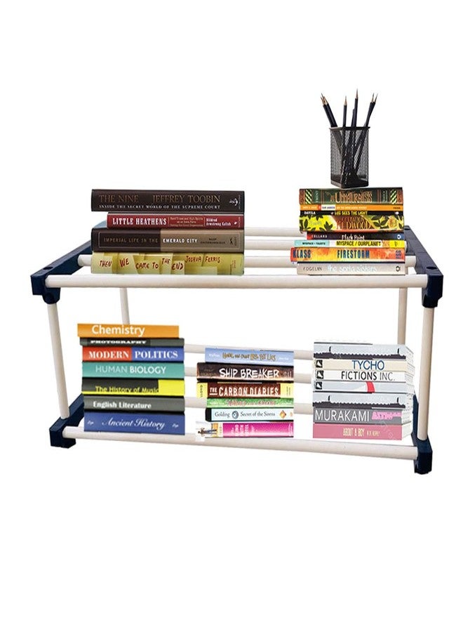 DEMARK 2 Layer Plastic Book Shelf Tall Narrow Storage Rack for Kids and Adults Modern Bookshelf Unit for Nursery, School, Home, and Office, Floor Mount Open - Image 2