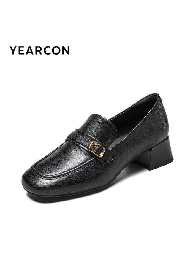 YEARCON Yierkang Women's Shoes Retro British Style Commuter Single Shoes Women 13380w Black 38 - Image 4