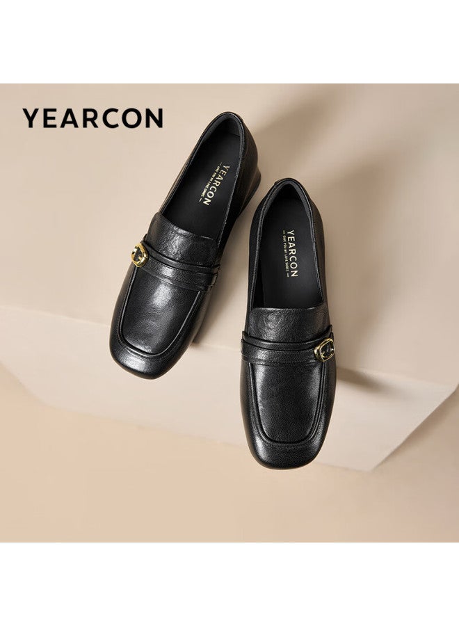 YEARCON Yierkang Women's Shoes Retro British Style Commuter Single Shoes Women 13380w Black 38 - Image 1
