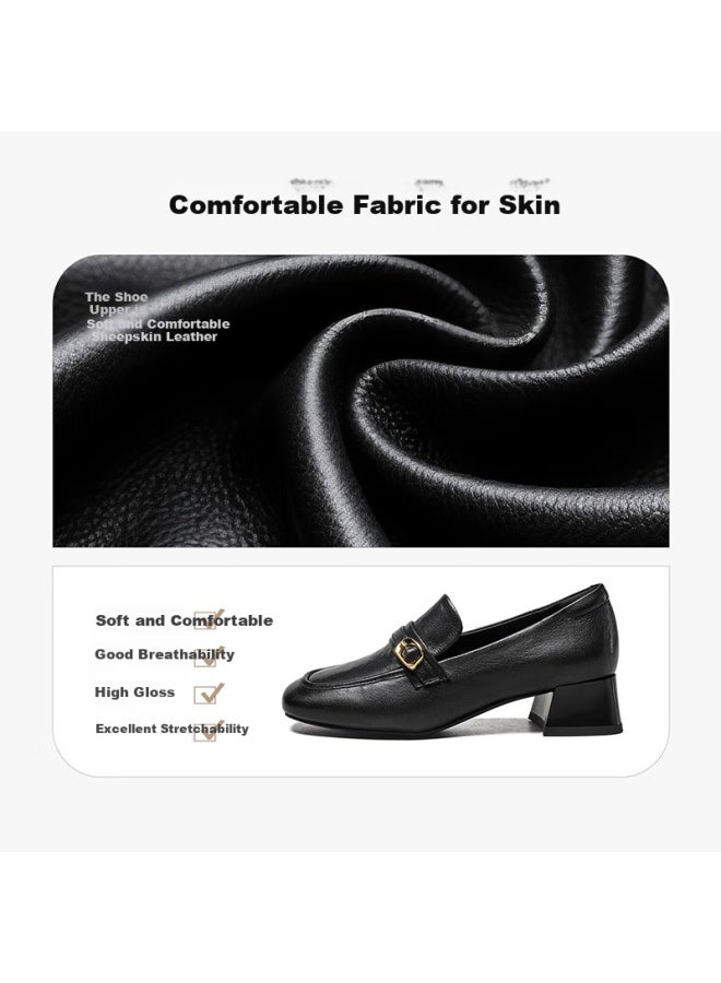 YEARCON Yierkang Women's Shoes Retro British Style Commuter Single Shoes Women 13380w Black 38 - Image 3
