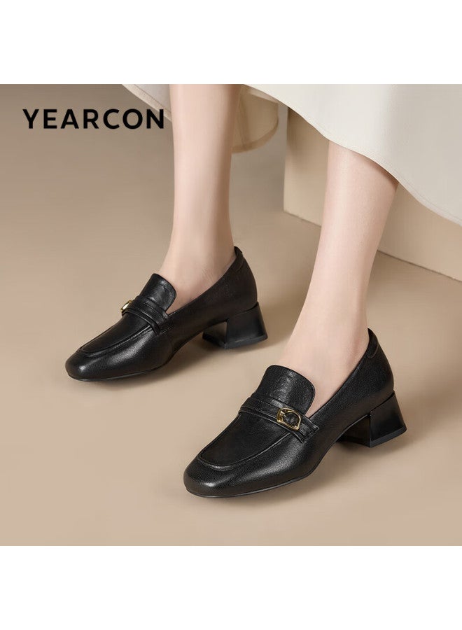 YEARCON Yierkang Women's Shoes Retro British Style Commuter Single Shoes Women 13380w Black 38 - Image 2