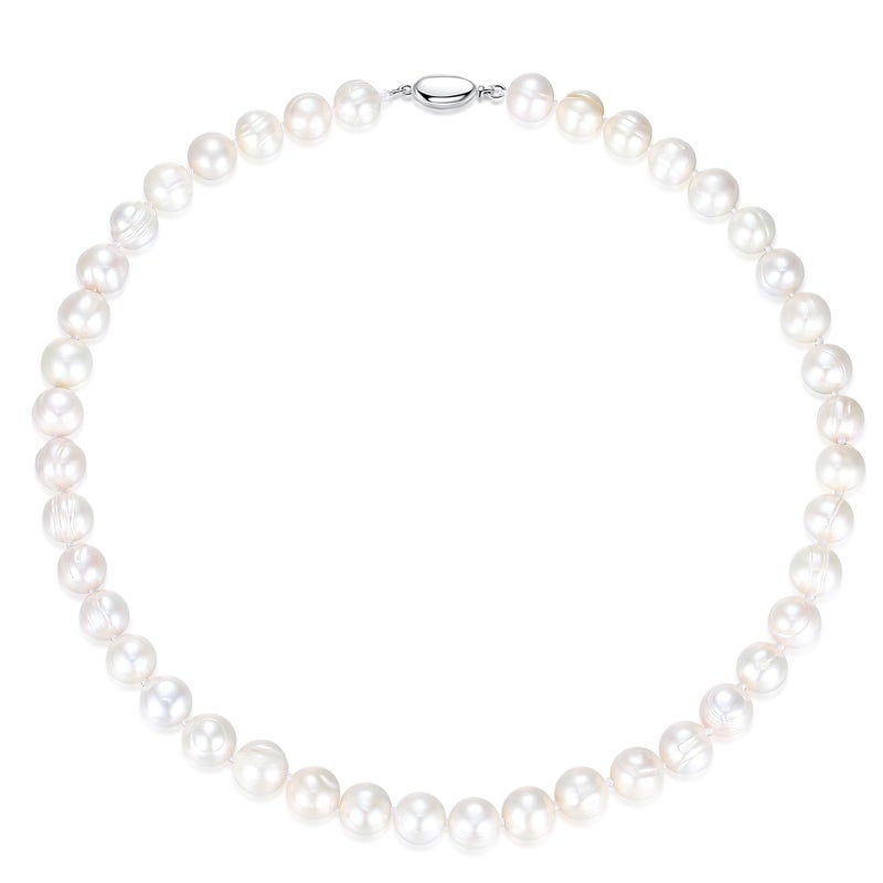 JORA Natural Texture Classic Pearl Necklace 110120 mm White Freshwater Cultured Pearls Necklace for Women 16 Inch Birthday Gift - Image 2