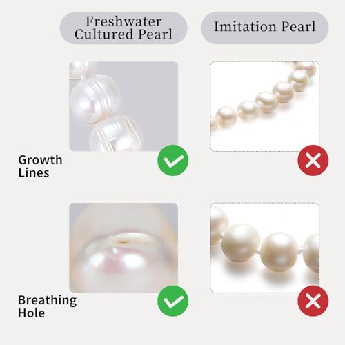 JORA Natural Texture Classic Pearl Necklace 110120 mm White Freshwater Cultured Pearls Necklace for Women 16 Inch Birthday Gift - Image 3