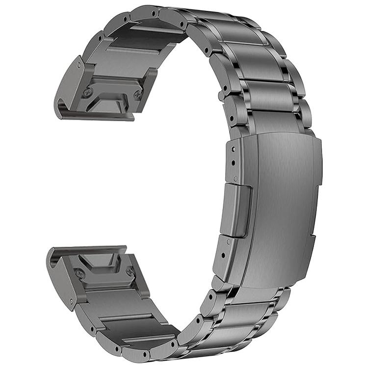 S-TOP For Garmin 26mm Five-beads Titanium Alloy Push Buckle Metal Quick Release Watch Band(Grey) - Image 1