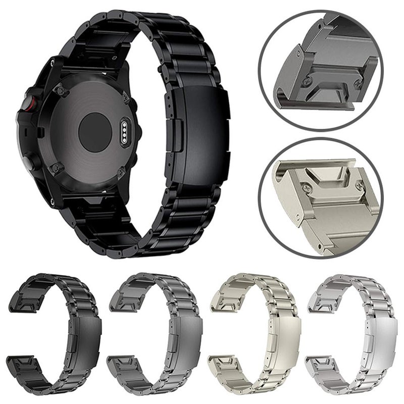 S-TOP For Garmin 26mm Five-beads Titanium Alloy Push Buckle Metal Quick Release Watch Band(Grey) - Image 2