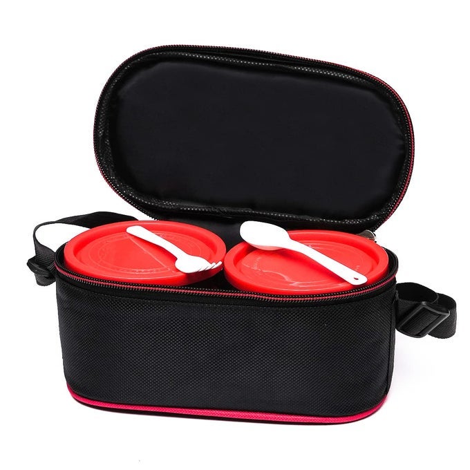 LUNCH BOX TIFFIN BOX 2 STAINLESS STEEL LEAK PROOF CONTAINERS 1 PLASTIC PICKLE BOX MICROWAVE SAFE FOR SCHOOL OFFICE PICNIC ETC