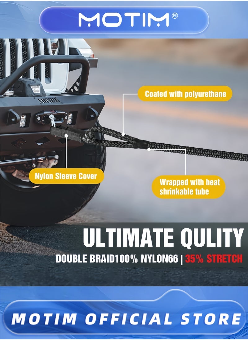 Motim - 1in×30ft Kinetic Recovery Rope Kit Off-road Snatch Strap with 2 Soft Shackles for UTV ATV Truck Jeep and Tractor Recovery - Image 1