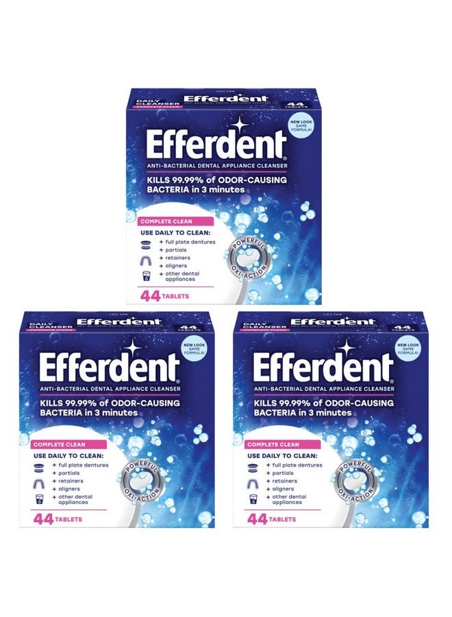 Efferdent Retainer & Denture Cleaner Tablets, Complete Clean, 44 Count, (Pack of 3) - Image 1