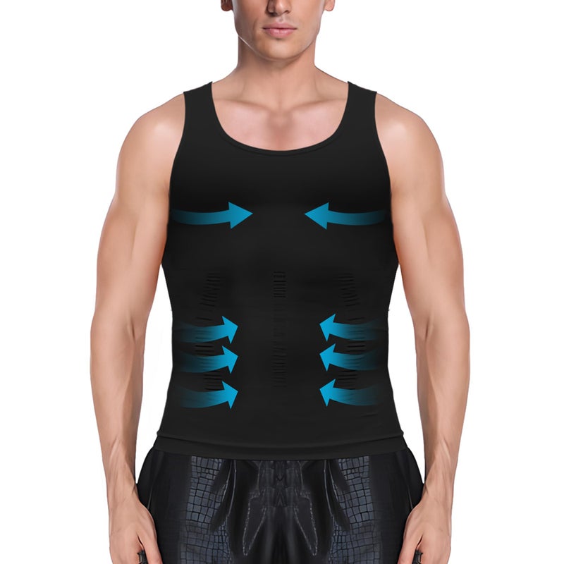 MEETYOO 1/2/3 Pack Men's Shaper Slimming Tank Top Athletic Compression Shirt with Sleeveless Undershirts for Men - Image 1