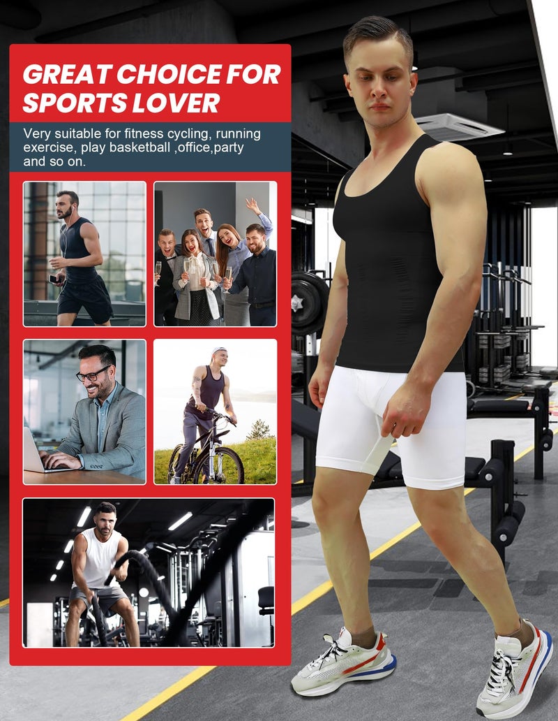MEETYOO 1/2/3 Pack Men's Shaper Slimming Tank Top Athletic Compression Shirt with Sleeveless Undershirts for Men - Image 3