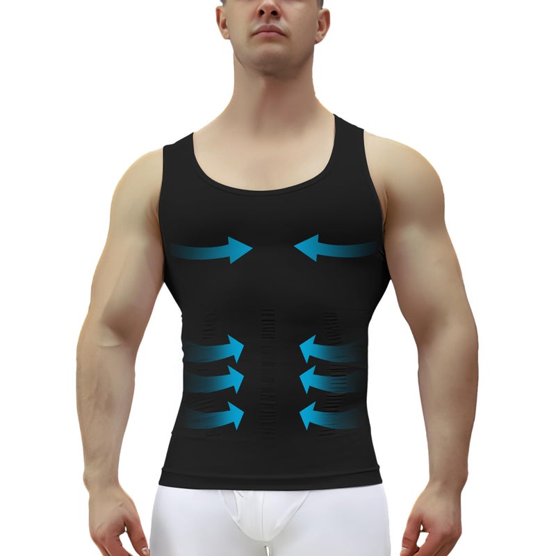 MEETYOO 1/2/3 Pack Men's Shaper Slimming Tank Top Athletic Compression Shirt with Sleeveless Undershirts for Men - Image 2