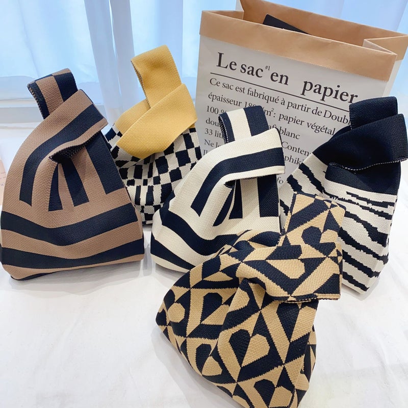 Ins Cute Women'S Bag Korean Style Bag Girl'S Bag All-Match Knitted Bag Handbag Handbag Bucket Bag Tote Bag - Image 4